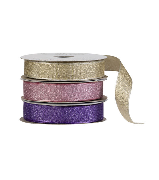 Offray 5/8" x 9' Luxe Metallic Woven Wired Edge Ribbon, , hi-res, image 1