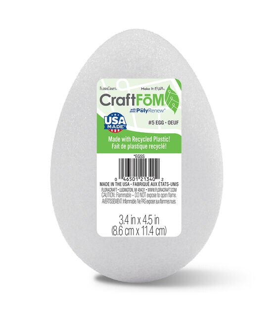 FloraCraft 4.5" White CraftFoM Egg