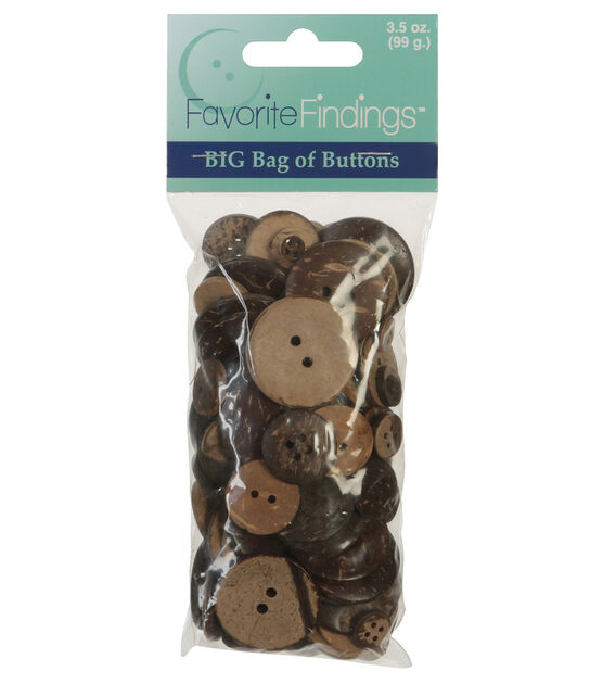 Favorite Findings 3.5oz Coconut Brown Big Bag of Buttons