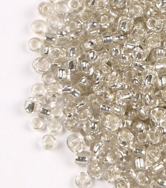 2mm Silver & Clear Rocaille Glass Seed Beads by hildie & jo, , hi-res, image 2