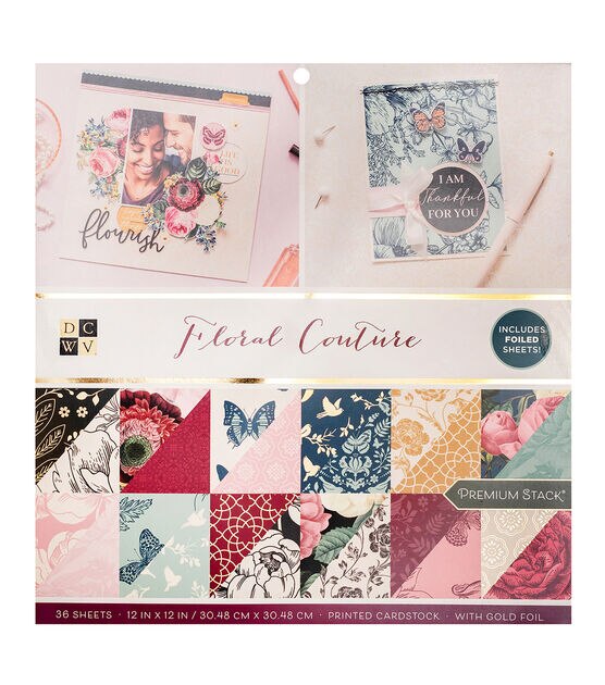 DCWV 36 Sheet 12 x 12 Floral Couture Printed Cardstock