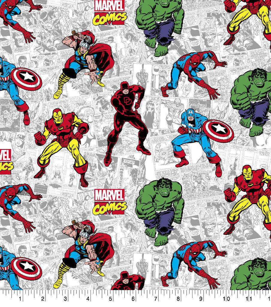 AVENGERS MARVEL FABRIC 100/% COTTON METRE MATERIAL THOR HULK IRON MAN BLACK PANTH