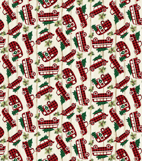 Springs Creative Red Buffalo Check Truck Christmas Cotton Fabric, , hi-res, image 2
