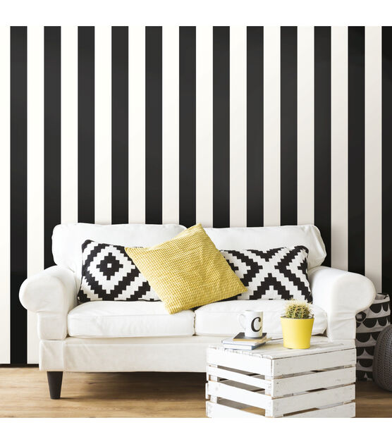 RoomMates Wallpaper Black Awning Stripe, , hi-res, image 2