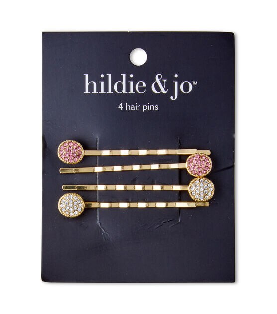 4ct Gold & Pink Crystal Hairpins by hildie & jo