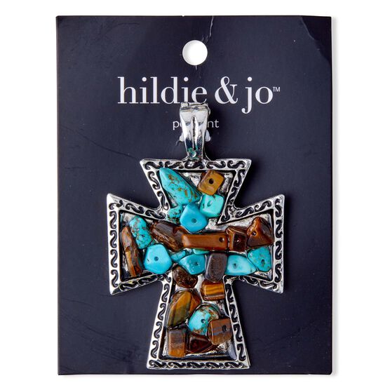 Silver & Turquoise Stone Metal Pendant by hildie & jo