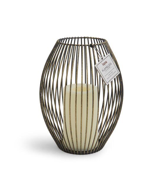 7" Metal Wire Lantern With LED Candle by Hudson 43