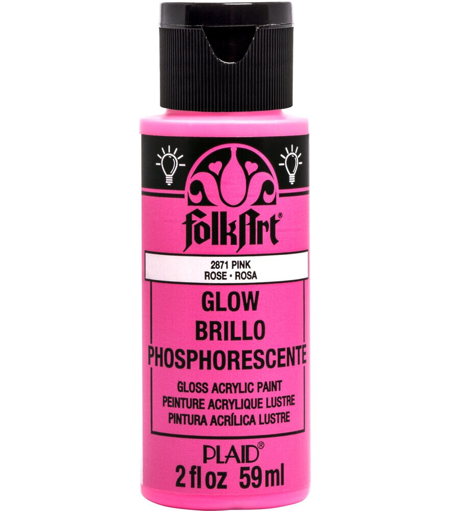 FolkArt 2oz Glow In The Dark Acrylic Paint, Pink, swatch