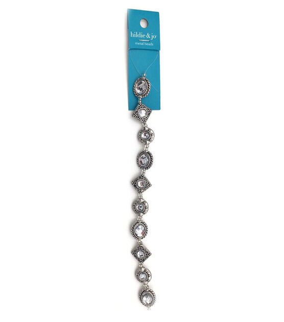 7" Silver Metal With Crystal Strung Beads by hildie & jo