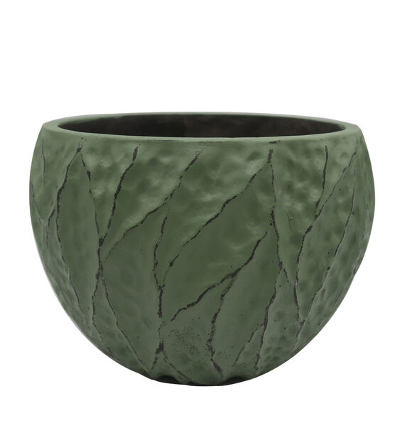 9" Green Leaf Embossed Cement Planter by Bloom Room