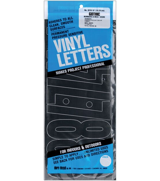 Duro Decal 48 Pk 6'' Permanent Adhesive Vinyl Letters & Numbers Black