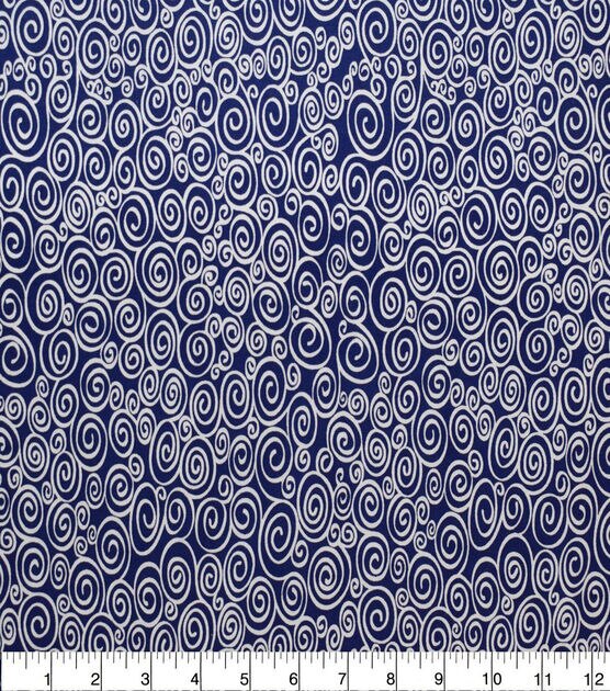 White Swirls on Navy Quilt Cotton Fabric by Quilter's Showcase