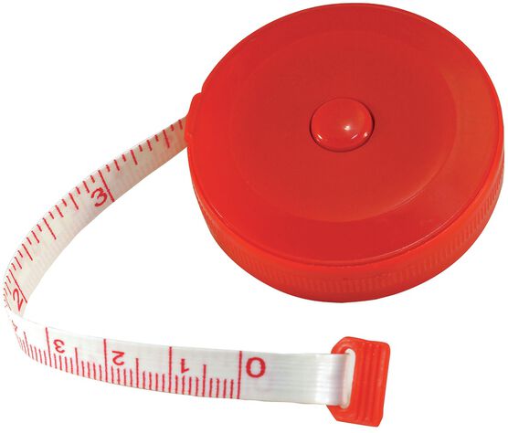 5' Sewing Tape Measure Fiberglass - U.S. and Metric - White with Red