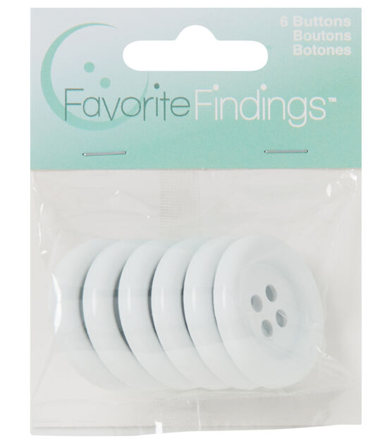 Favorite Findings 1 3/8" White 4 Hole Buttons 6pk