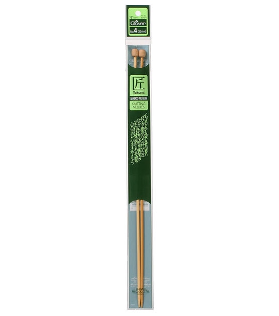 Clover 13" Bamboo Size 4 Single Point Knitting Needle Set