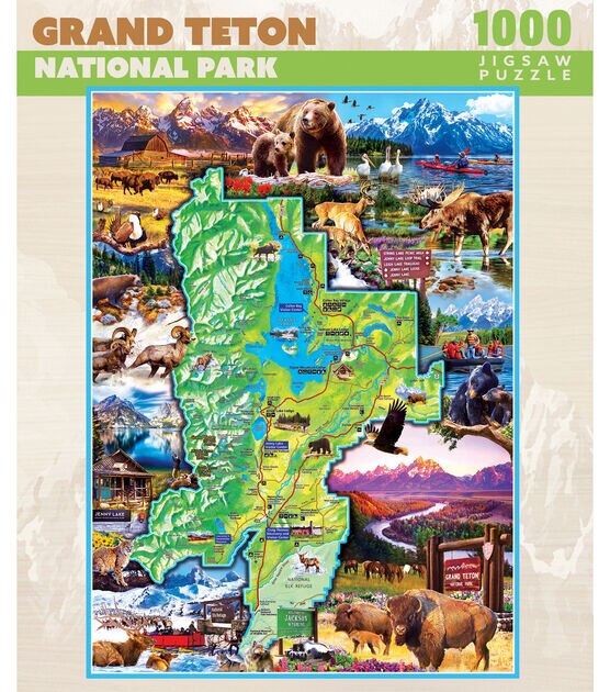 MasterPieces 19" x 27" Grand Teton Park Map Jigsaw Puzzle 1000pc