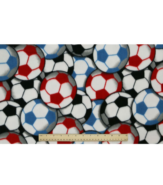Red & Blue Soccer Balls Anti Pill Fleece Fabric, , hi-res, image 4