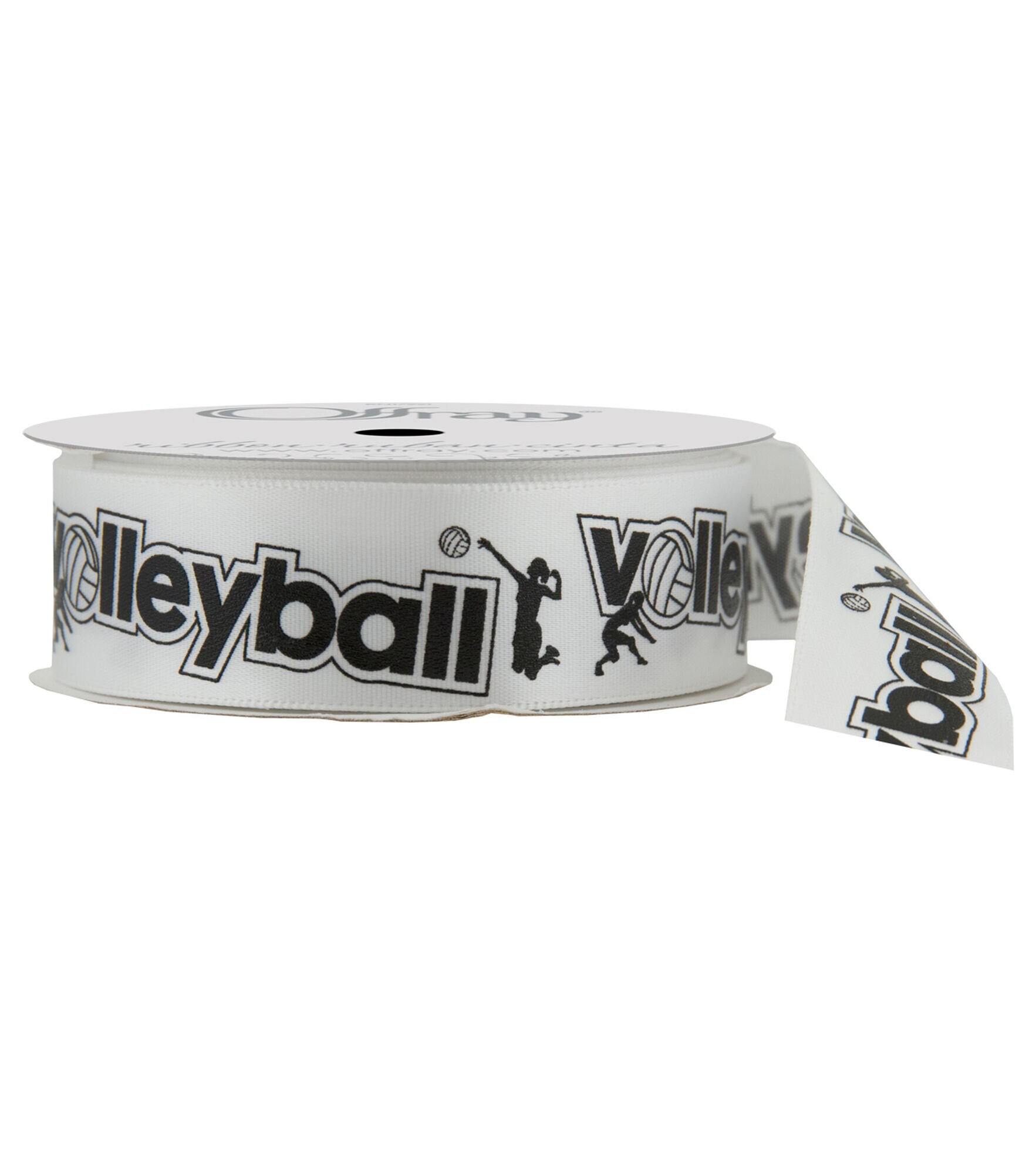 1 New & 1 Partiality Used - Offray White & Black Volleyball Ribbon 7/8in x  9ft
