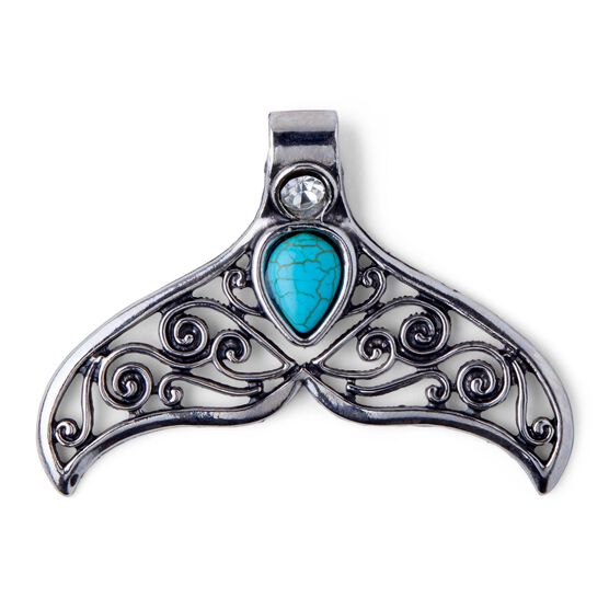 Silver Fish Tail Pendant With Turquoise Stone by hildie & jo, , hi-res, image 2