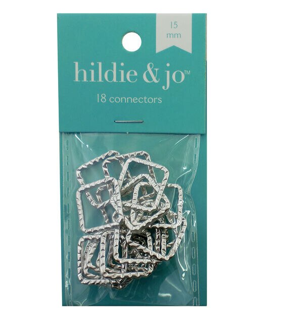 15mm Silver Metal Square Textured Connectors 18pk by hildie & jo