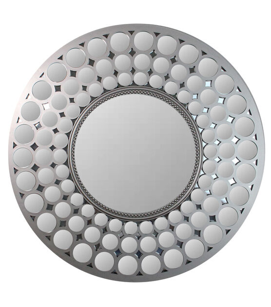 Northlight 24.75" Silver Cascading Orbs Round Wall Mirror, , hi-res, image 1