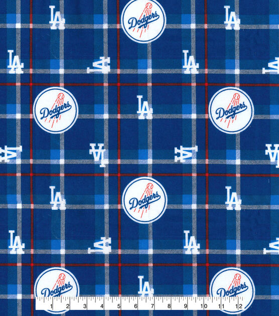 Fabric Traditions LA Dodgers Flannel Fabric Plaid, , hi-res, image 2
