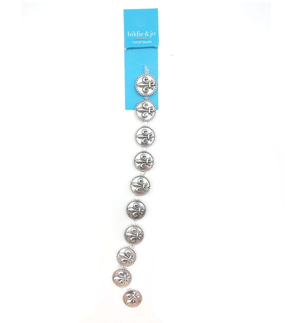 Silver Fleur De Lis Round Metal Strung Beads by hildie & jo