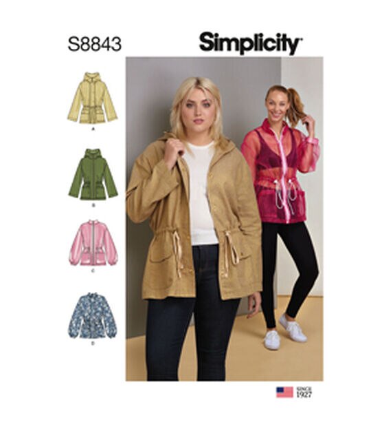 Simplicity S8843 Size XXS to 2XL Misses Anorak Jacket Sewing Pattern, , hi-res, image 1