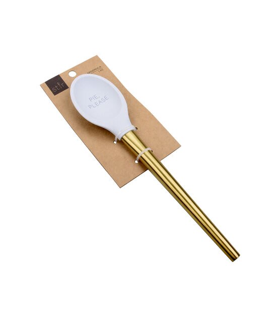 11" Blue Silicone Spoonula With Gold Handle by STIR, , hi-res, image 3