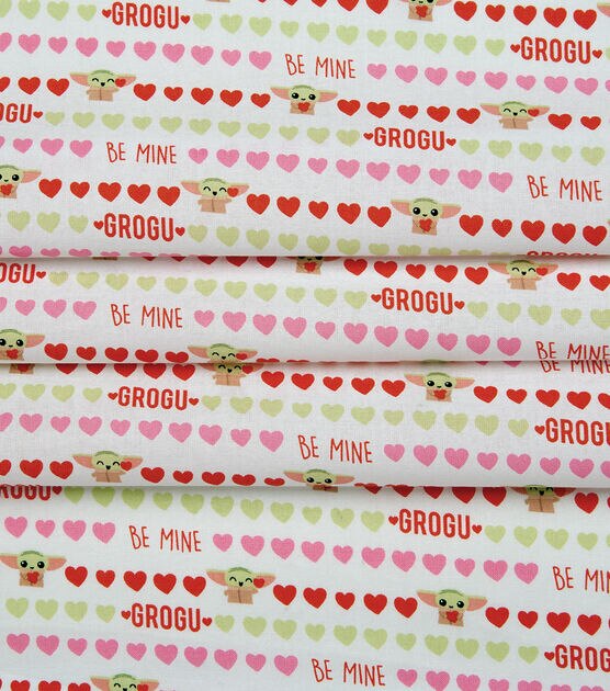 Grogu Be Mine Valentine's Day Cotton Fabric, , hi-res, image 3