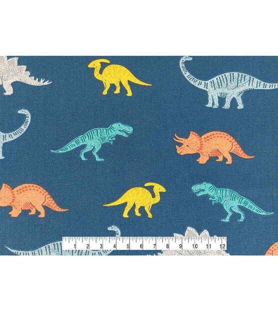 POP! Dino Digs Teal Cotton Canvas Fabric, , hi-res, image 4