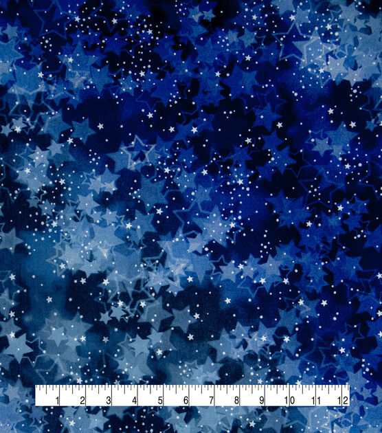 Starry Night on Blue Quilt Cotton Fabric by Keepsake Calico