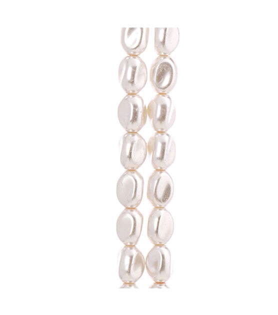 7" Cream Irregular Glass Strung Beads 2ct by hildie & jo, , hi-res, image 2
