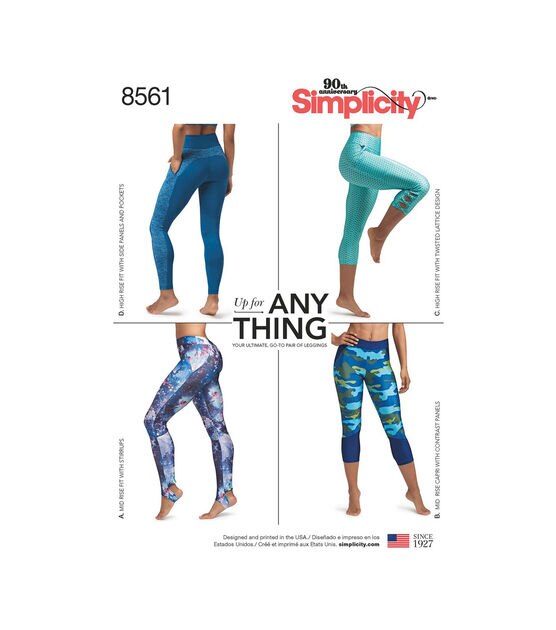 Simplicity Pattern 8561 Misses' Women's Leggings Size AA (XS S M L