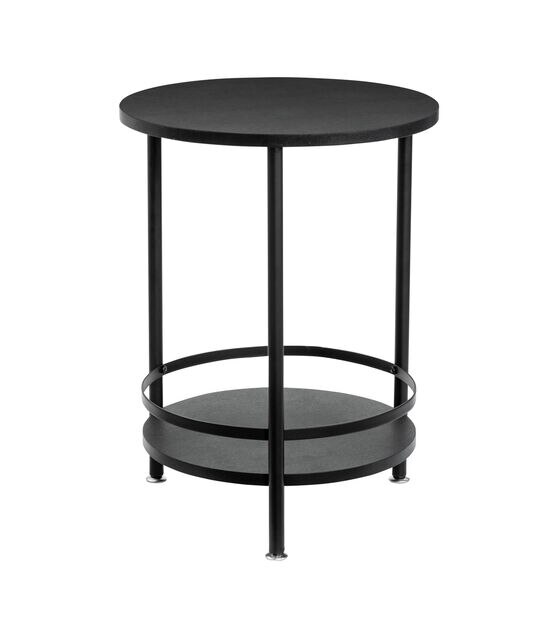 Honey Can Do 2 Tier Round Side Table Black, , hi-res, image 4