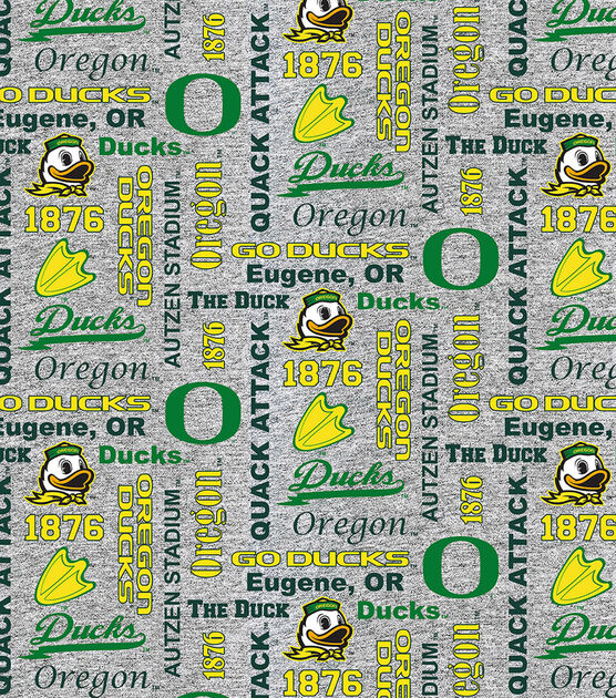 University of Oregon Ducks Fleece Fabric Heather Verbiage, , hi-res, image 2