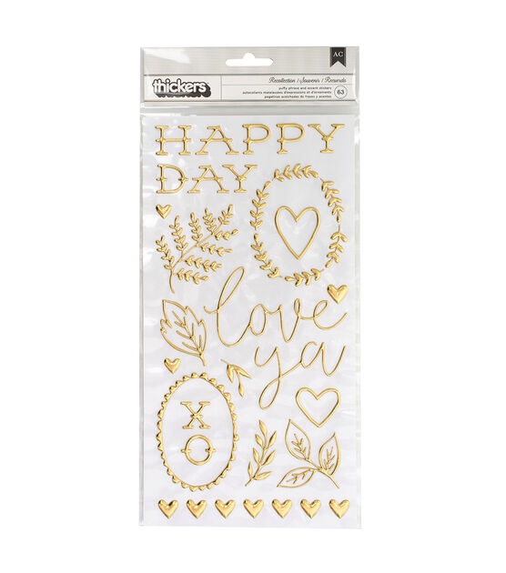 American Crafts Thicker Stickers Puffy Gold