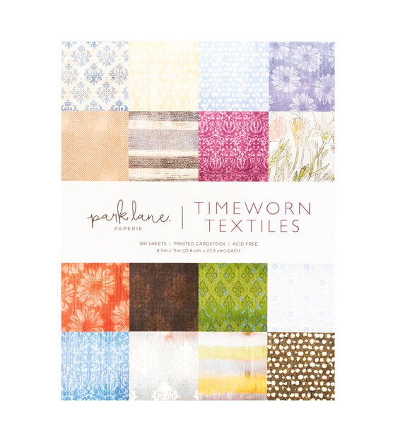180 Sheet 8.5" x 11" Timeworn Textiles Cardstock Paper Pack by Park Lane