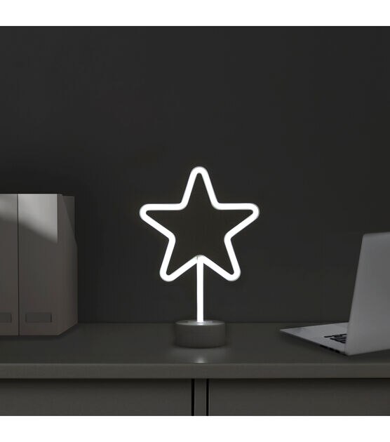 Northlight 11.5" White Star LED Neon Style Table Sign, , hi-res, image 2