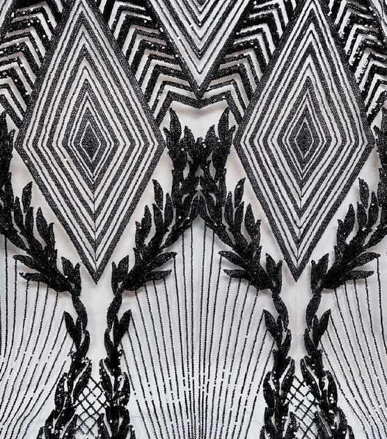 Tapestry Sequin Panel Black Mesh Fabric, , hi-res, image 3