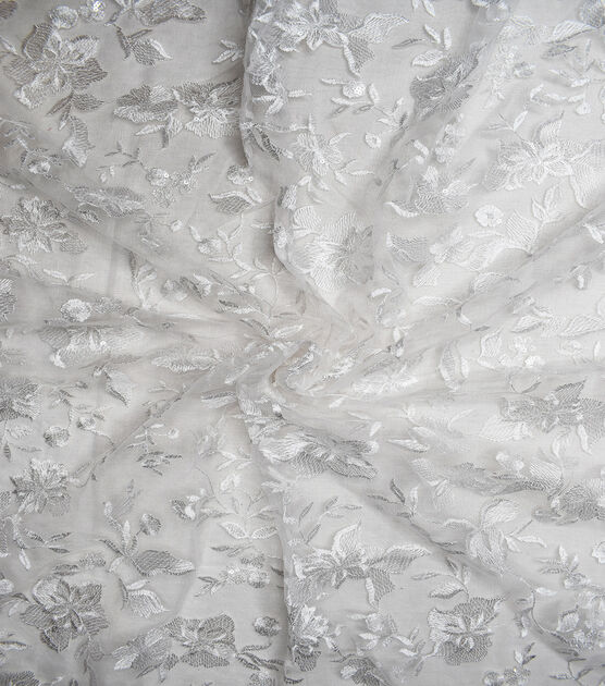 Bridal White Floral Sequin Mesh Bridal Collections Fabric