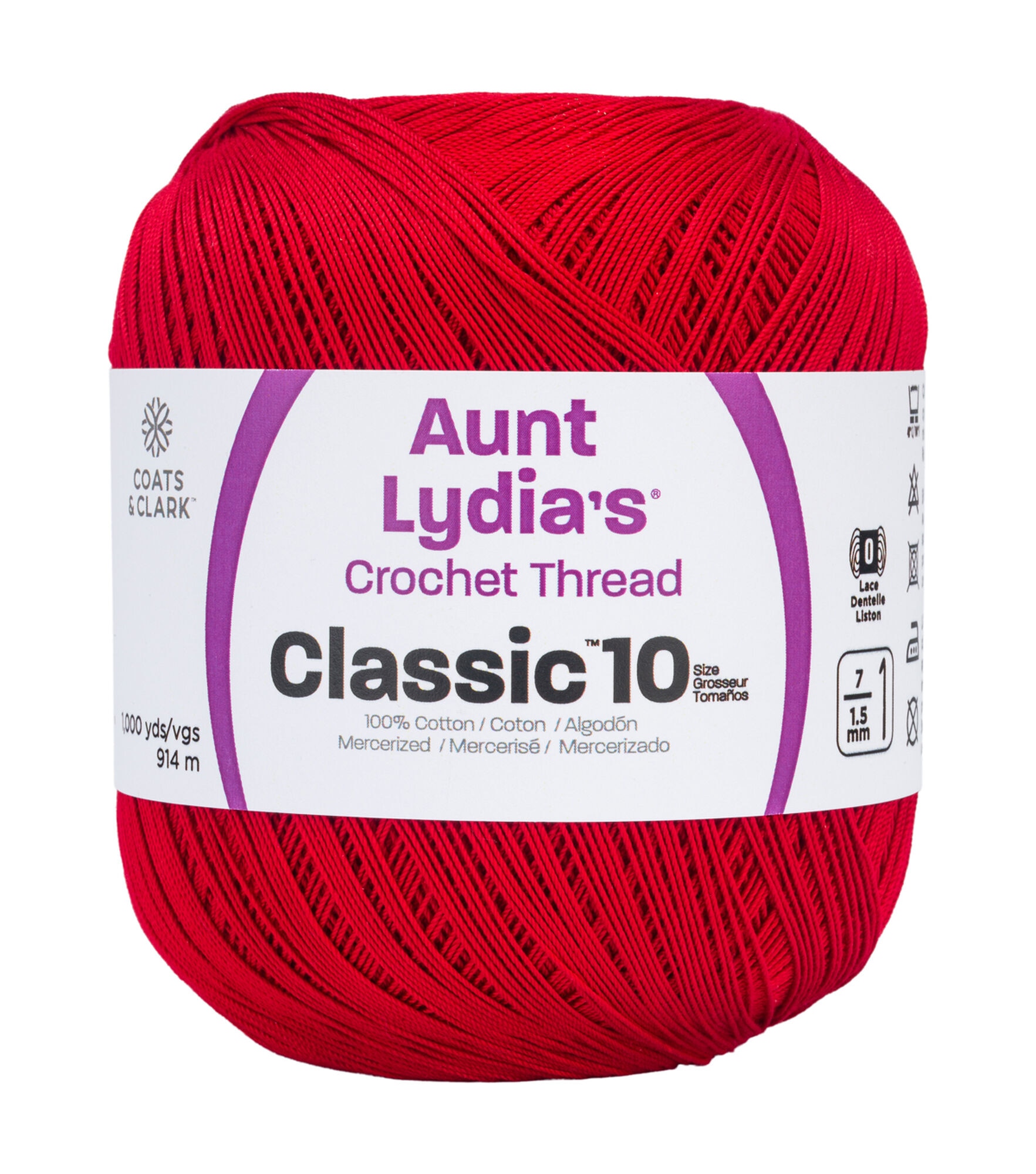 Aunt Lydia's Special Value 1000yds Cotton Crochet Thread, Red, hi-res