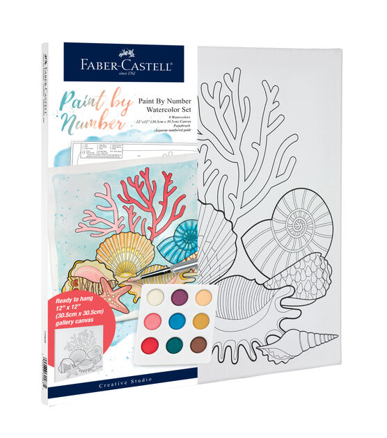 Faber Castell 12 x 12 Coastal Paint By Number Watercolor Kit