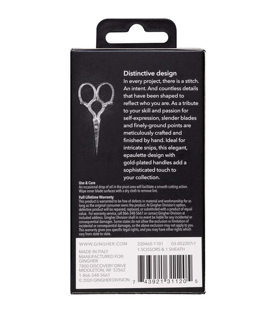 Gingher Epaulette 3-1/2" Embroidery Scissors, , hi-res, image 3