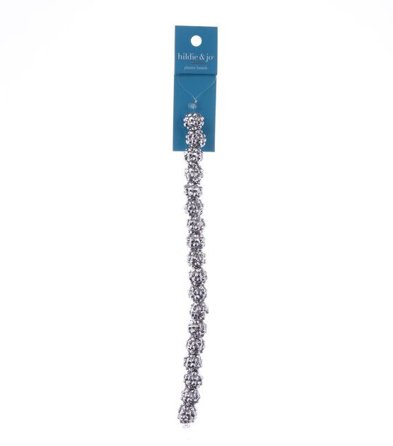 8" Silver Resin Rhinestone Strung Beads by hildie & jo