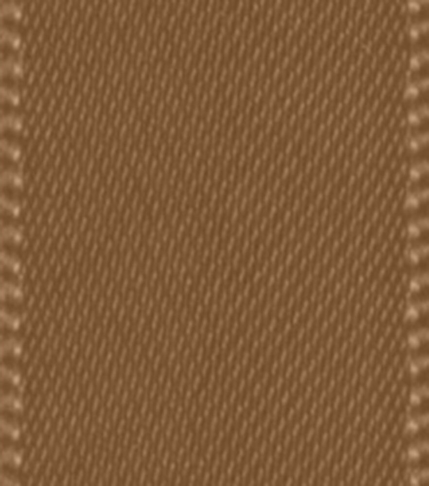 Offray Double Faced Satin Ribbon 5/8"x21', Coffee, swatch