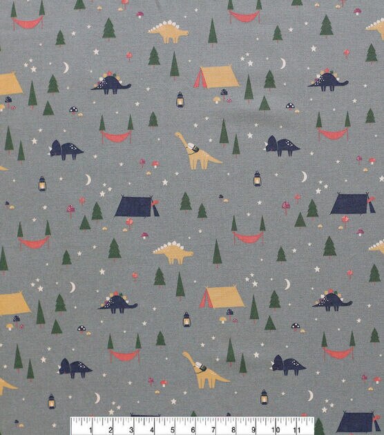 POP! Camping Dinos On Green Novelty Print Fabric, , hi-res, image 2