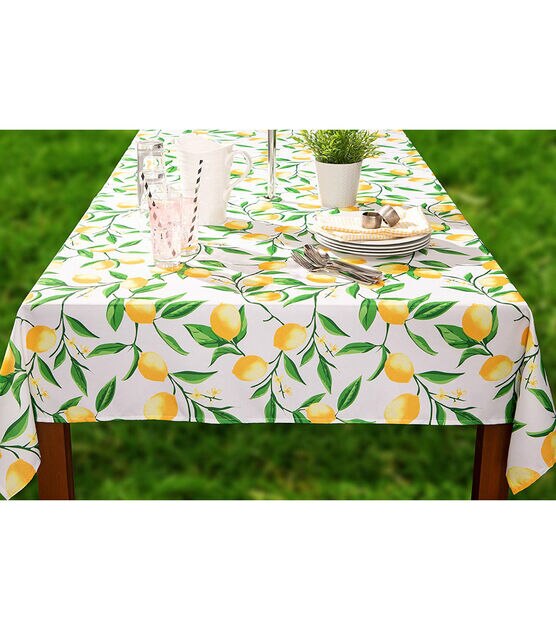 Design Imports Lemon Bliss Outdoor Tablecloth with Zipper 84", , hi-res, image 6