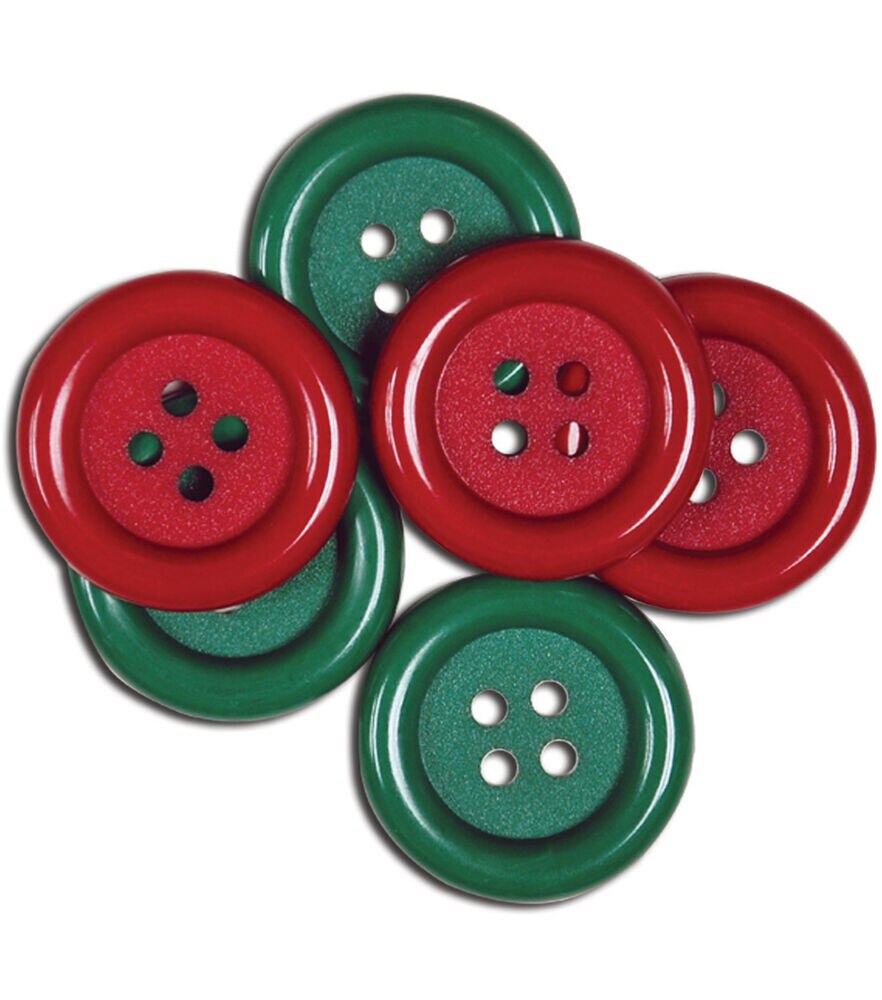 Favorite Findings 1 1/4" Round 4 Hole Buttons 6ct, Big Christmas, swatch