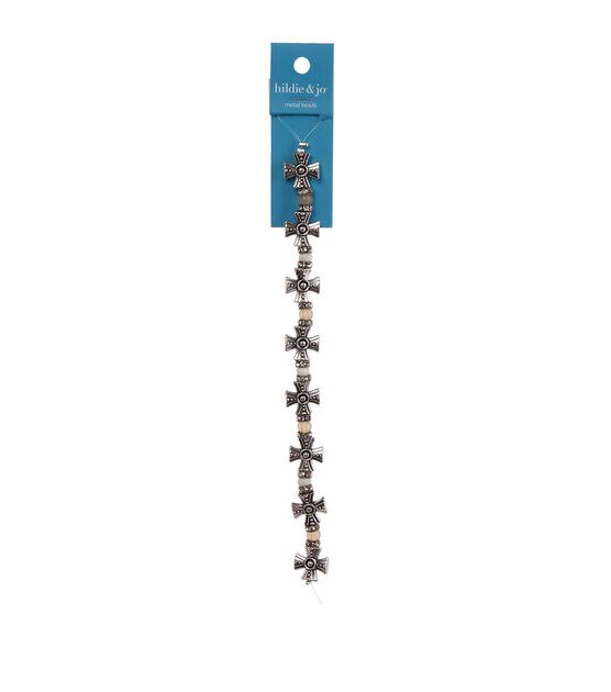 7" Anti Rhodium Cross Strung Beads by hildie & jo